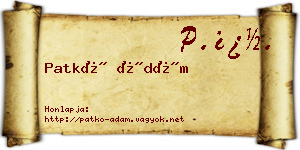 Patkó Ádám névjegykártya